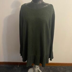 Style & Co Green Bell sleeves ruffle bottom sweater, size 3X